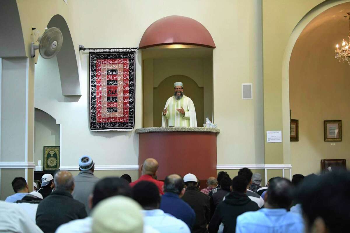 Imam Said Atif of the Muslim Children Education and Civic Center in San Antonio speaks during Friday prayers on Friday, Jan. 10, 2020.