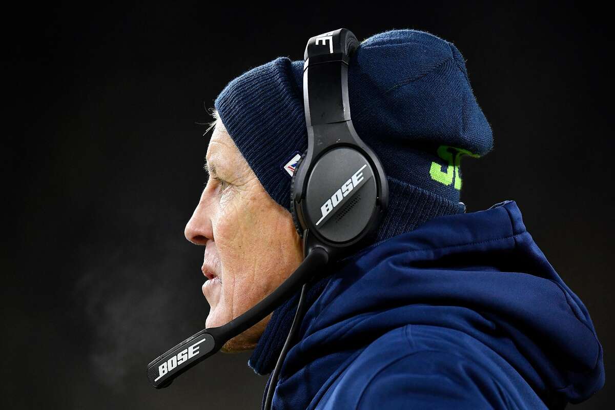 GREEN BAY, WISCONSIN - JANUARY 12: Head coach Pete Carroll of the Seattle Seahawks watches play as they take on the Green Bay Packers in the third quarter of the NFC Divisional Playoff game at Lambeau Field on January 12, 2020 in Green Bay, Wisconsin. (Photo by Quinn Harris/Getty Images)