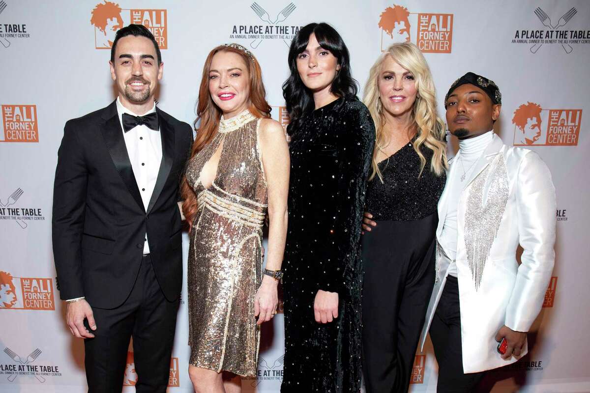 NEW YORK, NEW YORK - OCTOBER 25: Michael Lohan Jr., Lindsay Lohan, Aliana Lohan, Dina Lohan and guest attend the 2019 Ali Forney Center Gala at Cipriani Wall Street on October 25, 2019 in New York City. (Photo by Santiago Felipe/Getty Images)