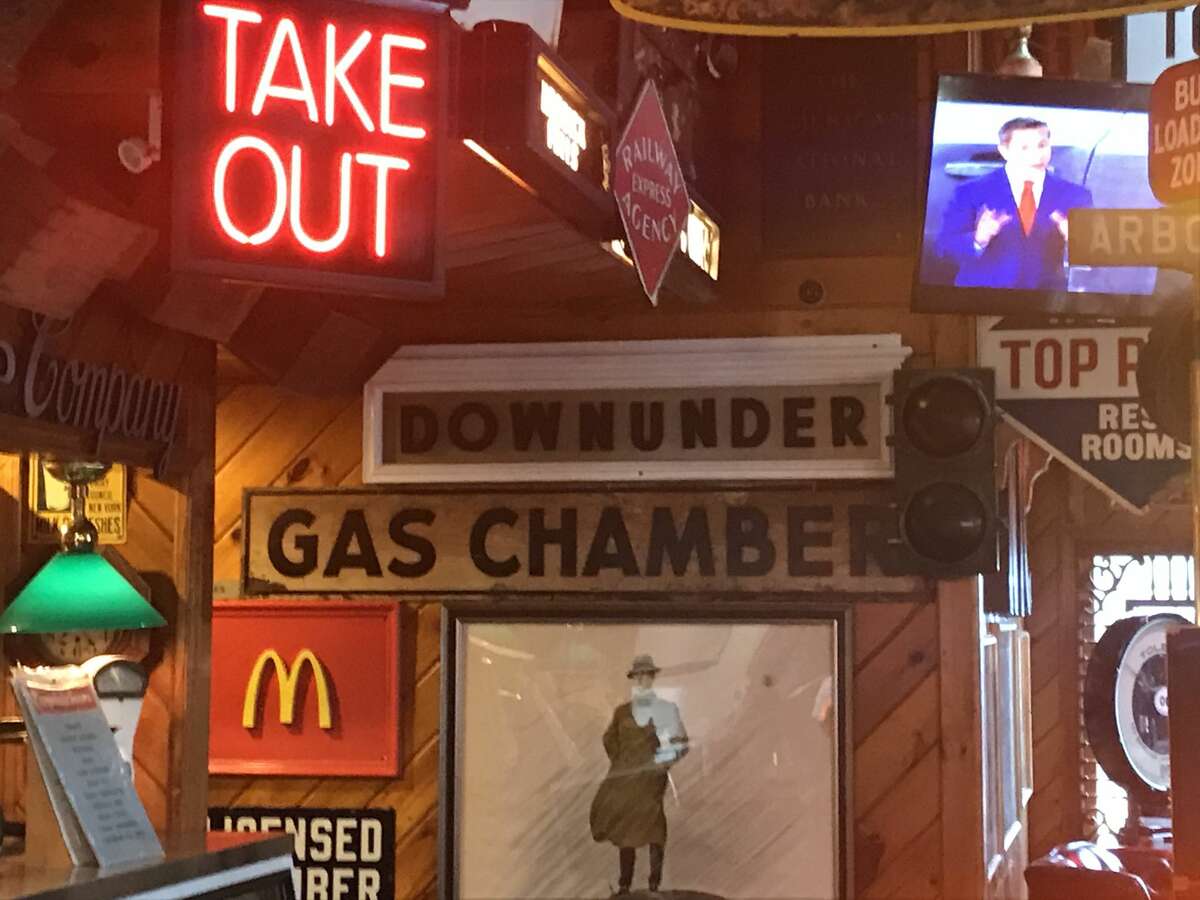 The owner of the Old Hoosick Tavern says he was removing this sign after a diner complained to him - and the Times Union - that the message "Gas Chamber" was offensive.