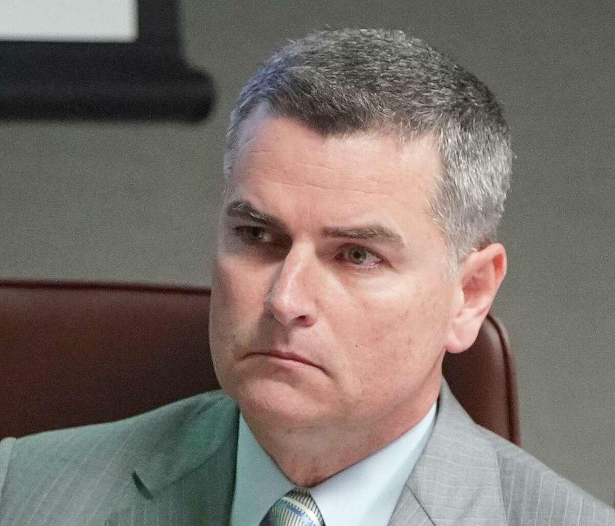Former Harris County Department of Education board president Josh Flynn, shown here during a February 2019 meeting, sued to get on the Harris County Republican Party primary ballot for a state House seat. Following mediation, the party and Flynn announced he would be on the ballot, even thought county party Chairman Paul Simpson believes he remains ineligible.