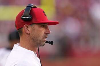 49ers coach Kyle Shanahan says he has 'beef' about his hats