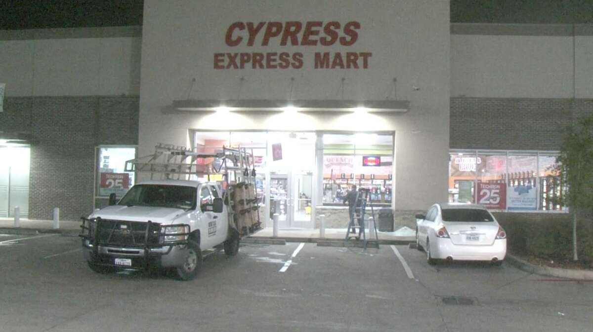 Harris County Sheriff's Office deputies work the scene of a triple shooting outside the Cypress Express Mart on Cypress Station Drive near Cypress Trace Road on Monday, Jan. 13, 2020.