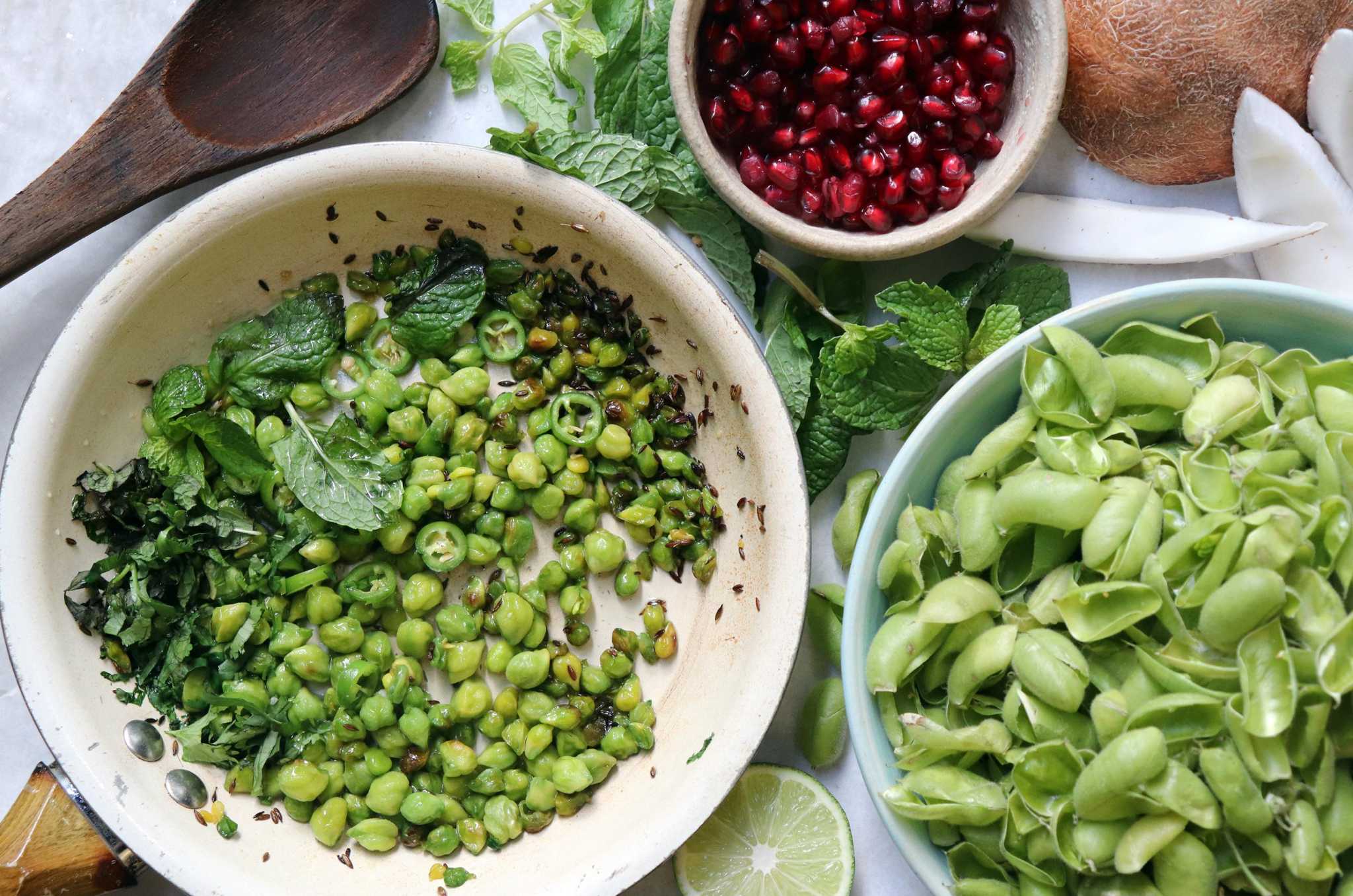 The simple pleasures of green garbanzo beans