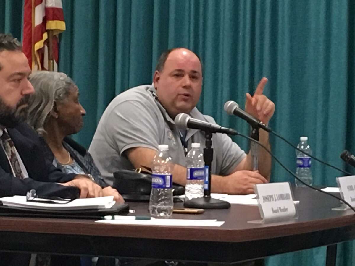 Bridgeport BOE Member Chris Taylor explains his vote to give Mike Testani the permanent schools superintendent job. Jan. 13, 2020. Taylor faces charges of attempting kidnapping and impersonating a police officer.