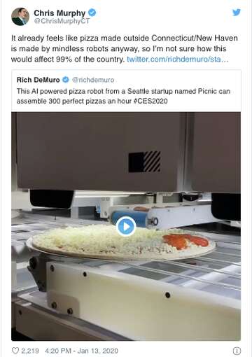 Chris Murphy Defends New Haven Pizza Against Robots Houstonchronicle Com