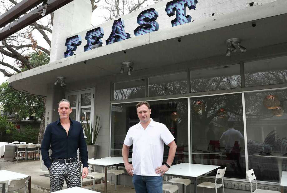 Andrew Goodman, left, and chef Stefan Bowers are shown at Feast, their old restaurant that they closed. Photo: Bob Owen, Staff Photographer / San Antonio Express-News