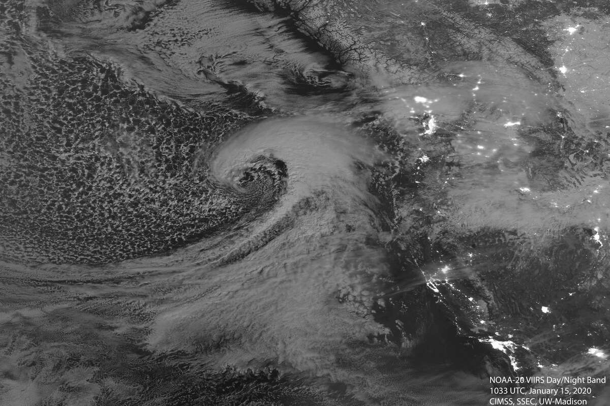 Meteorologists shared satellite imagery of a potent winter storm headed for the West Coast.
