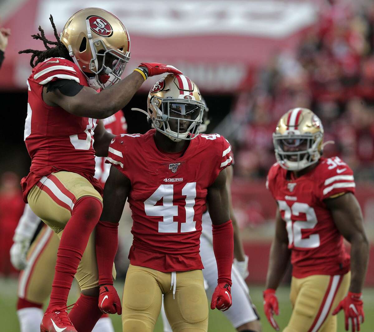 San Francisco 49ers defensive back Emmanuel Moseley against the Green Bay  Packers during an NFL football game in Santa Clara, Calif., Sunday, Nov.  24, 2019. (AP Photo/Tony Avelar Stock Photo - Alamy