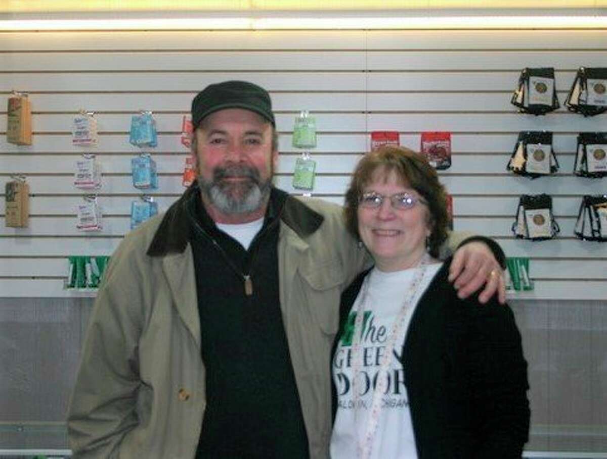 Local business owners, Steve and Audrey Dominique, opened the Green Door Baldwin, a medical marijuana dispensary, at 9116 M-37 in Baldwin in front of the Pure Michigan Solutions smoke shop. Store hours are Monday through Saturday, 11 a.m. to 7 p.m. (Star photo/Cathie Crew)