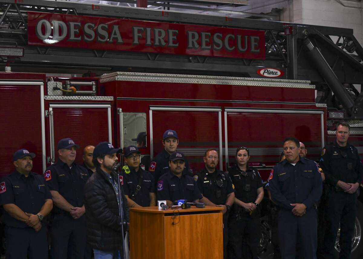 Country artist Rick Trevino visits first responders at the Central Fire Station truck bay on Wednesday, Jan. 15, 2019 in Odessa, Texas. Jacy Lewis/Reporter-Telegram