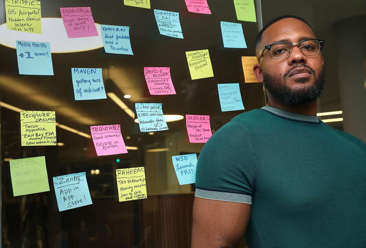Brandon Anderson, CEO of Raheem seen in his office on Monday, Dec. 23, 2019, in Oakland, Calif.