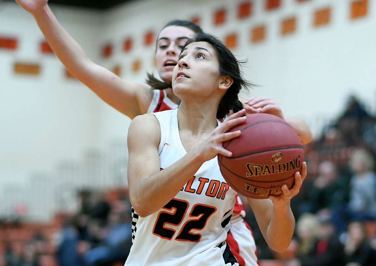 Leya Vohra takes the ball to the basket in Shelton's win over Branford.