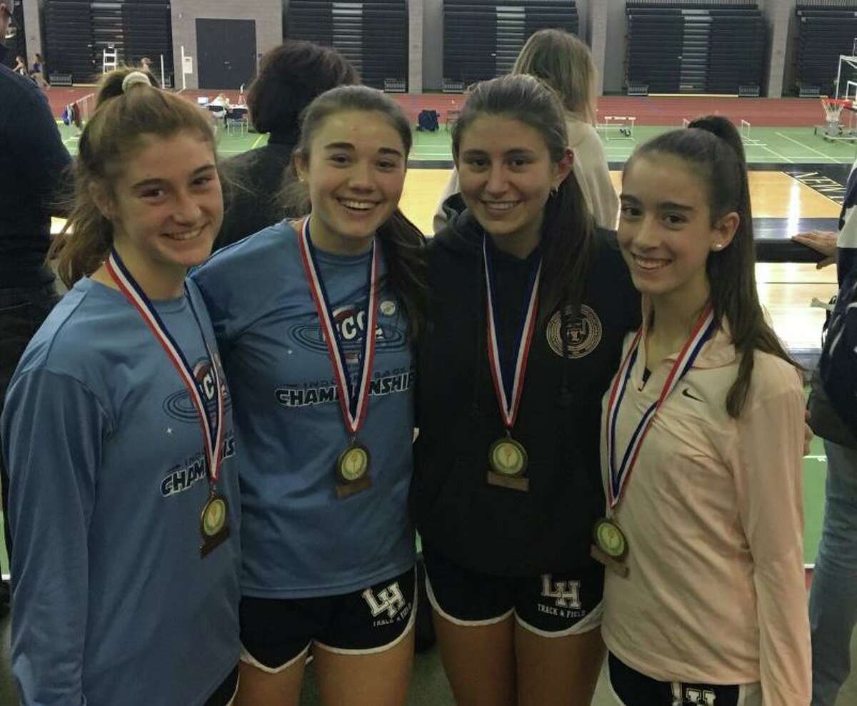 Lauralton junior Catherine McLaughlin, junior Lauren Baisley, senior captain Carly Costikyan and freshman Kelly Jones placed third in the 4x800 relay at the SCC Coaches Invitational.