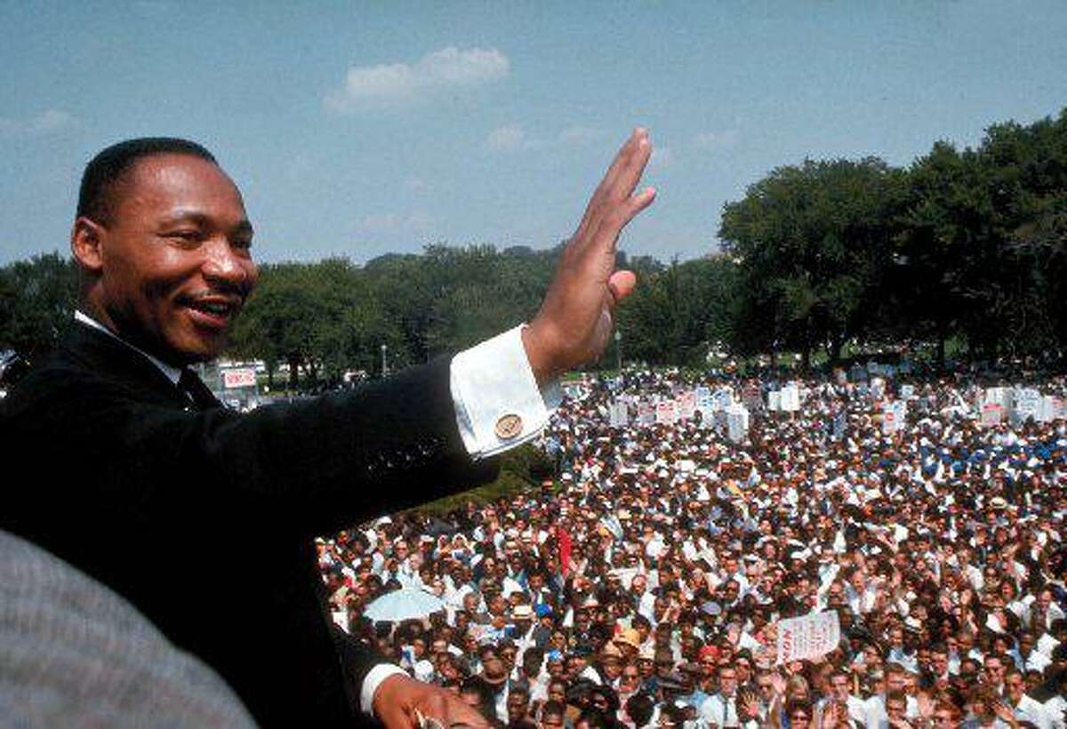 The Rev. Martin Luther King Jr. gives his “I Have a Dream” speech in Washington in August 1963.