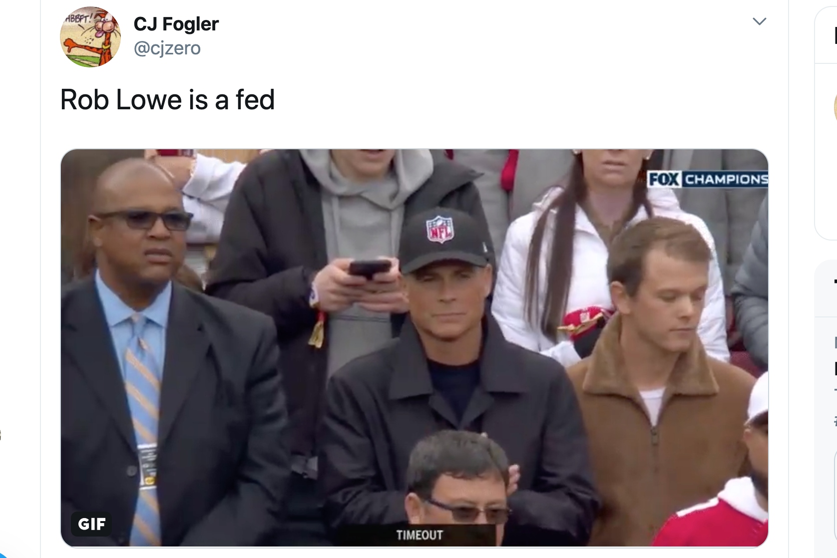 Rob Lowe Got Roasted On Twitter For Wearing An NFL Logo Hat To The  Niners-Packers Game (13 Tweets)