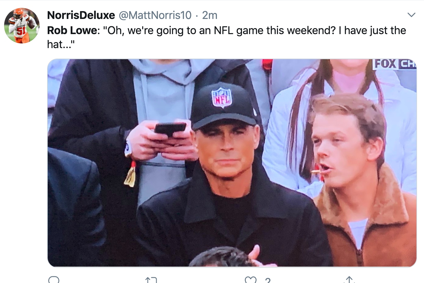 Rob Lowe Wearing NFL Logo Cap During NFC Title Game Has The Item Almost  Sold Out (PIC)