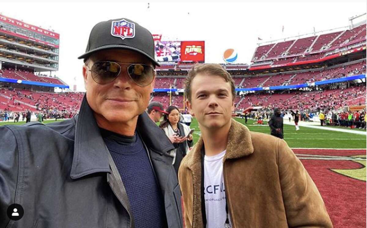 Actor Rob Lowe and his son Matthew Lowe enjoyed the 49ers-Packers NFC Championship on January 19, 2020.
