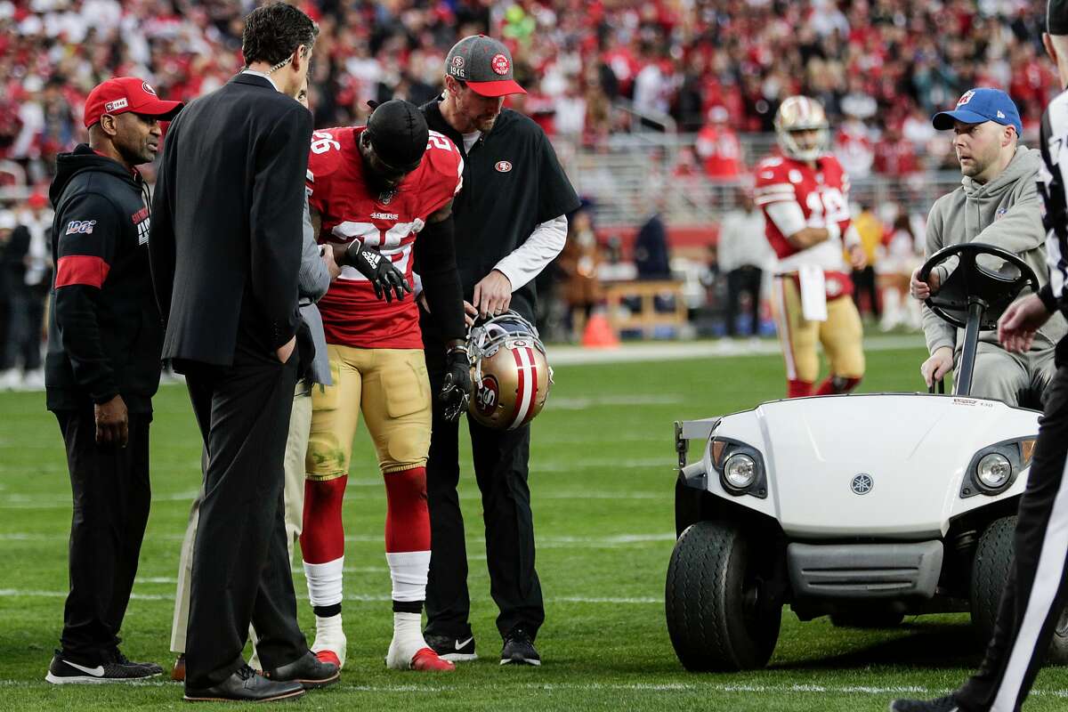 Tevin Coleman injures right shoulder in NFC championship game