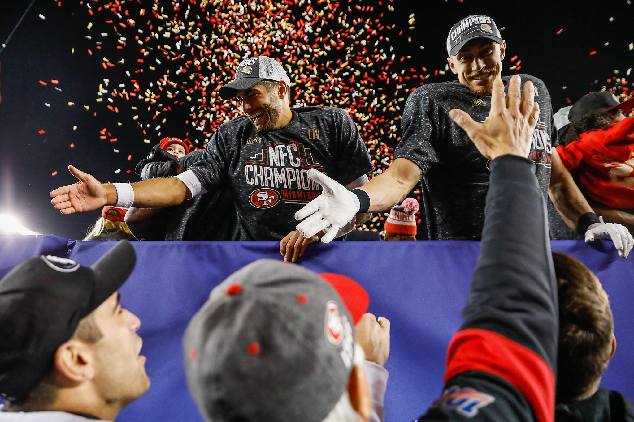 The San Francisco 49ers NFC Championship trophy ceremony