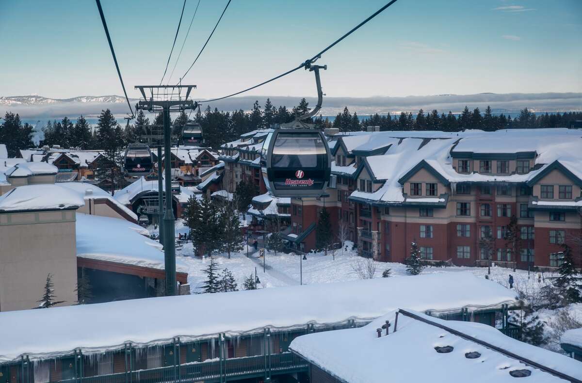 A Heavenly Mountain ski resort gondola lift leaves the lake level station for a ride to the top on Jan. 28, 2017, in South Lake Tahoe, Calif.