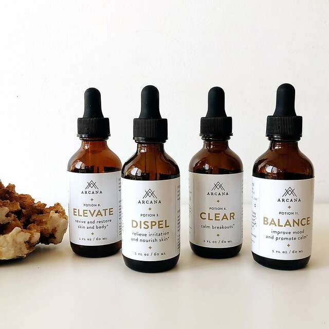 Arcana herbal tinctures, above, created by herbalist Anna Hsieh Gold, below left.
