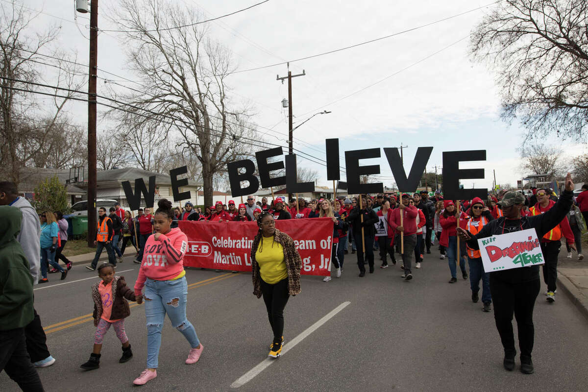 Tens of thousands of San Antonians of all races and creeds participated Monday, Jan. 20, 2020, in the city’s 33rd march, which goes along Martin Luther King Jr. Drive on the East Side from Martin Luther King Jr. Academy to Pittman-Sullivan Park.