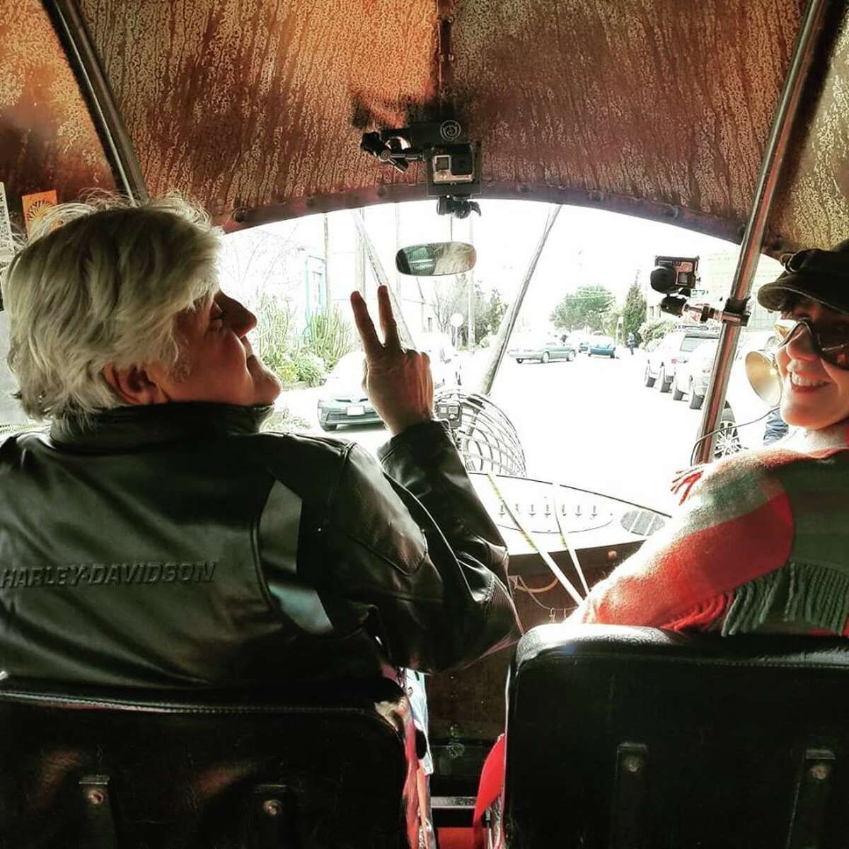 Jay Leno took to Oakland to visit Form & Reform, home to the snail art car, Golden Mean.