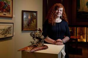Brenna Richardson, 17, of New Braunfels, shows her latest award-winning sculpture Spooked at the Briscoe Western Art Museum. The work captured Best in Show in the San Antonio Stock Show &amp; Rodeo’s Western Art Show and Contest.