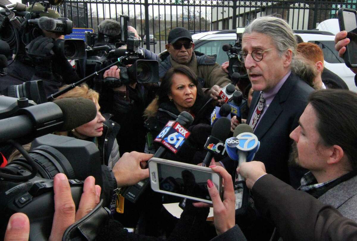 Norm Pattis, attorney for Fotis Dulos, speaks to the media at State Police Troop G in Bridgeport, Conn. Jan. 7, 2020.