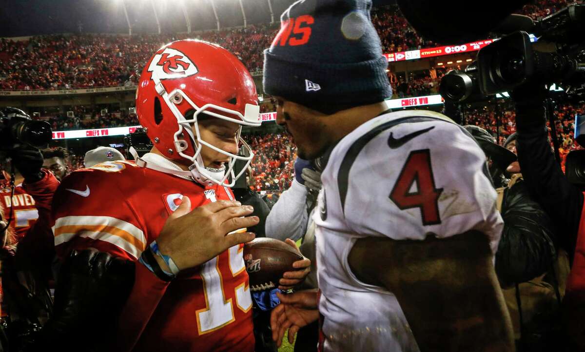 Chiefs quarterback Patrick Mahomes (left) has reset the market for NFL passers with his gargantuan payday, with Texans counterpart Deshaun Watson in line for an extension of his own soon.
