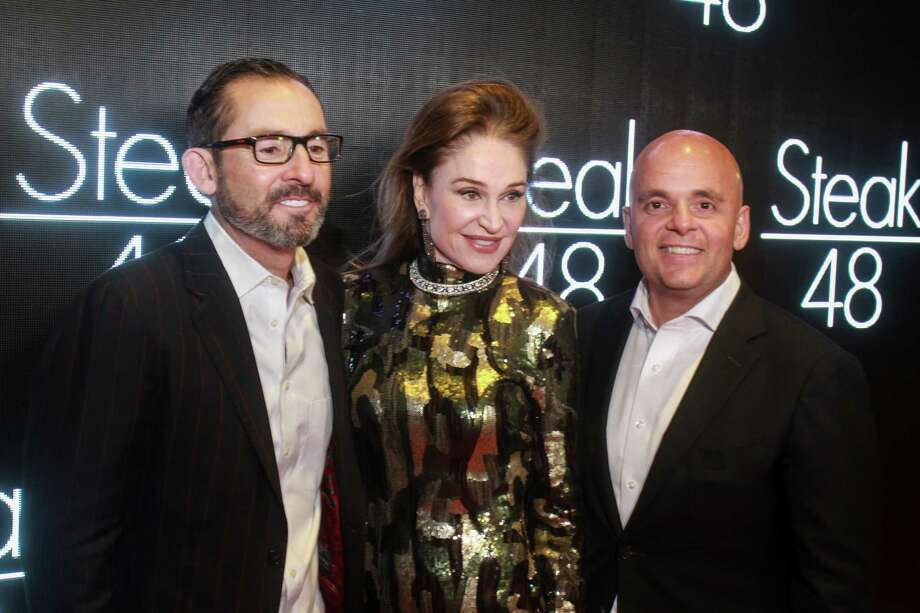 Jeff Mastro, from left, Becca Cason Thrash and Oliver Badgio at dinner hosted by Becca at Steak 48 benefiting restoration efforts of Notre Dame on January 21, 2020. Photo: Gary Fountain, Contributor / Copyright 2020 Gary Fountain