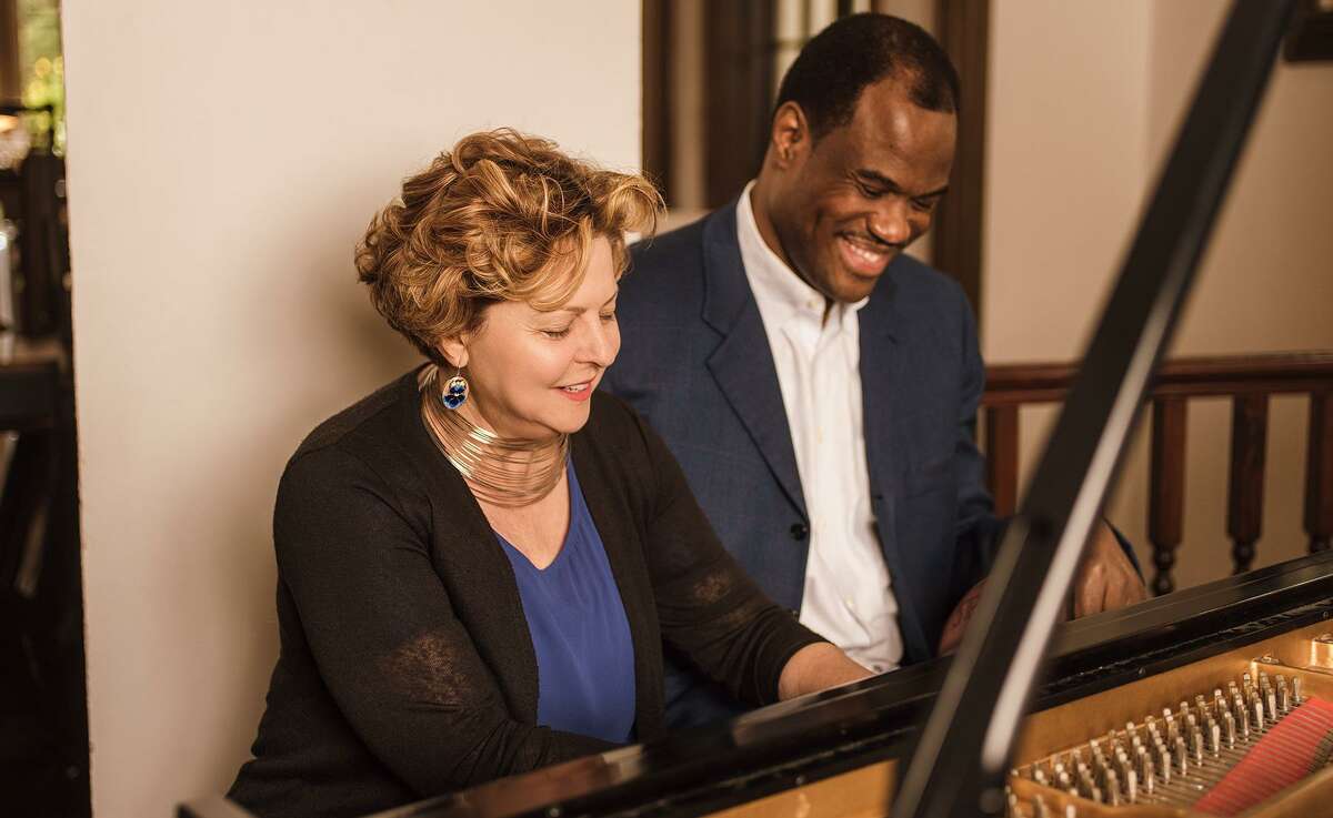 Anya Grokhovski, artistic director and CEO of Musical Bridges Around the World, is joined at the piano by San Antonio Spurs legend David Robinson, honorary chair of the Gurwitz International Piano Competition. Musical Bridges has revamped the former San Antonio International Piano Competition.