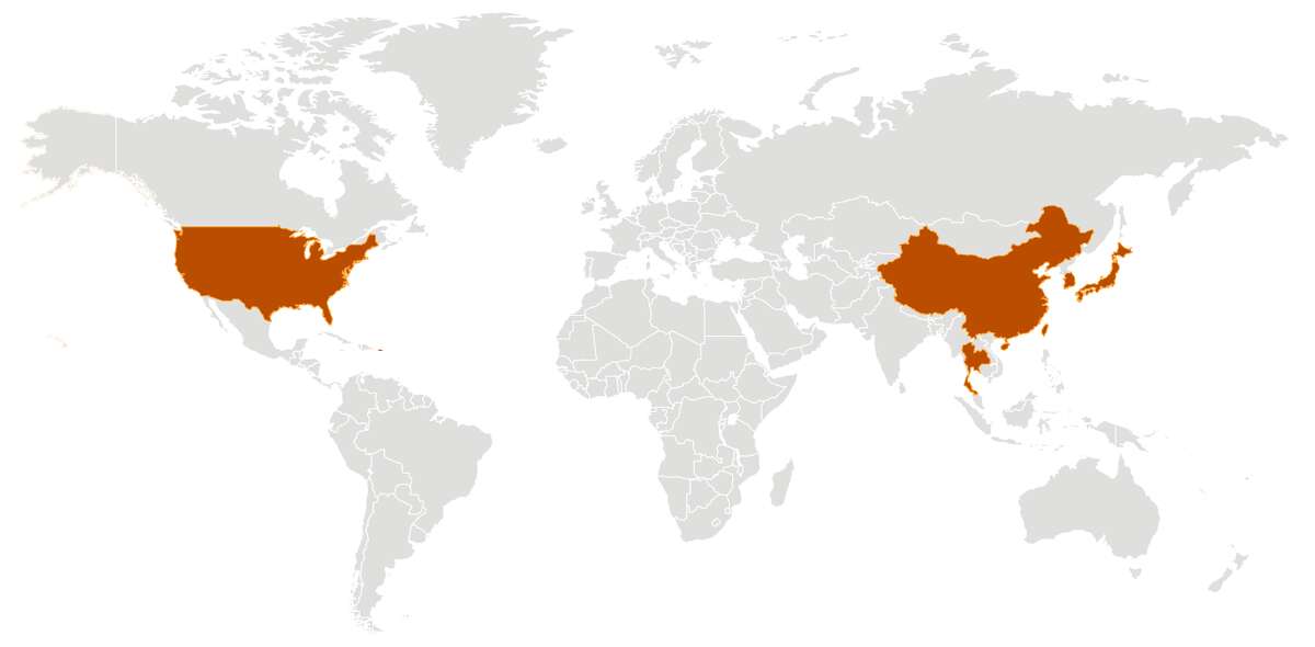 A CDC map depicts countries where the coronavirus outbreak has spread as of Jan. 23, 2020.