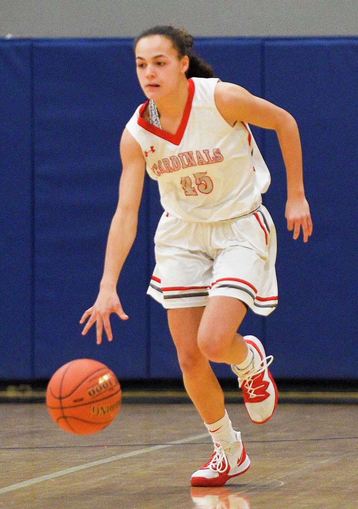 Staples girls basketball team pulls away from Greenwich, behind Gerig