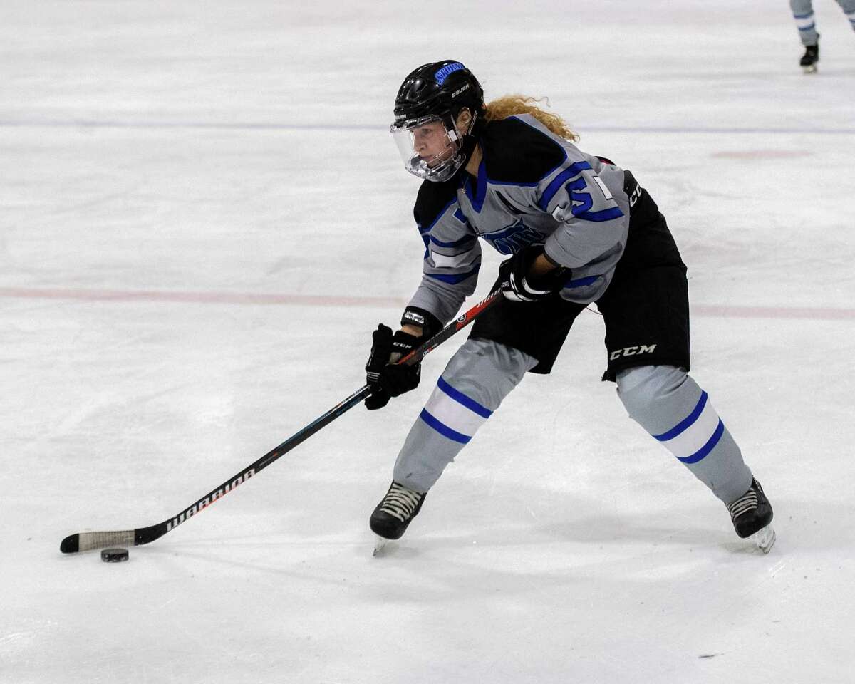 GMSVS Storm senior Maddie LeBel during a Capital District High School Hockey League game against Bethlehem at the Schenectady County Recreational Facility on Friday, Jan. 24, 2019. The rink was reopened in September 2021 after being closed since March 2020 because of the pandemic. (Jim Franco/Special to the times Union.)