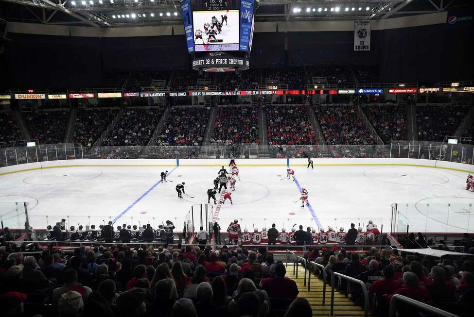 Fans watch Rensselaer Polytechnic Institute play Union during the third period of the men's Mayor's Cup college hockey game Saturday, Jan. 25, 2020, in Albany, N.Y. (Hans Pennink / Special to the Times Union) ORG XMIT: 012620_Men_HP133