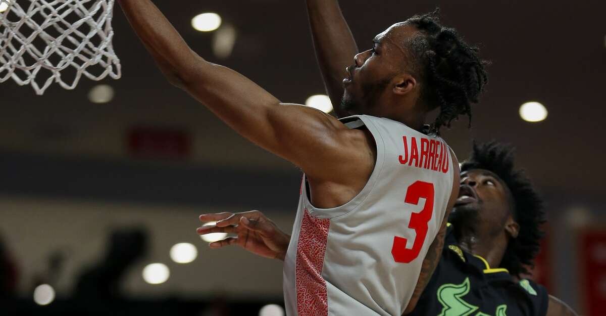 PHOTOS: UH's win over South Florida on Sunday Houston Cougars guard DeJon Jarreau (3) shoots a layup against the South Florida Bulls during the first half of an NCAA game at the Fertitta Center Sunday, Jan. 26, 2020, in Houston.