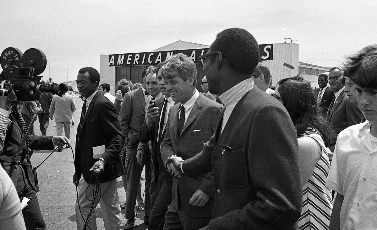 Robert F. Kennedy arrives at San Francisco International Airport then visits Chinatown on his way to Fisherman's Wharf on a campaign stop June 3, 1968 presprimaries