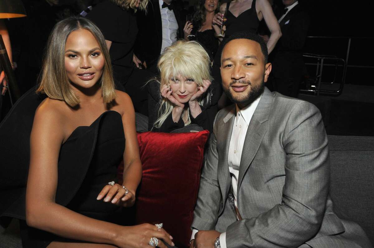 LOS ANGELES, CALIFORNIA - JANUARY 26: (L-R) Chrissy Teigen, Cyndi Lauper, and John Legend attend the Sony Music Entertainment 2020 Post-Grammy Reception at NeueHouse Hollywood on January 26, 2020 in Los Angeles, California. (Photo by John Sciulli/Getty Images for Sony)