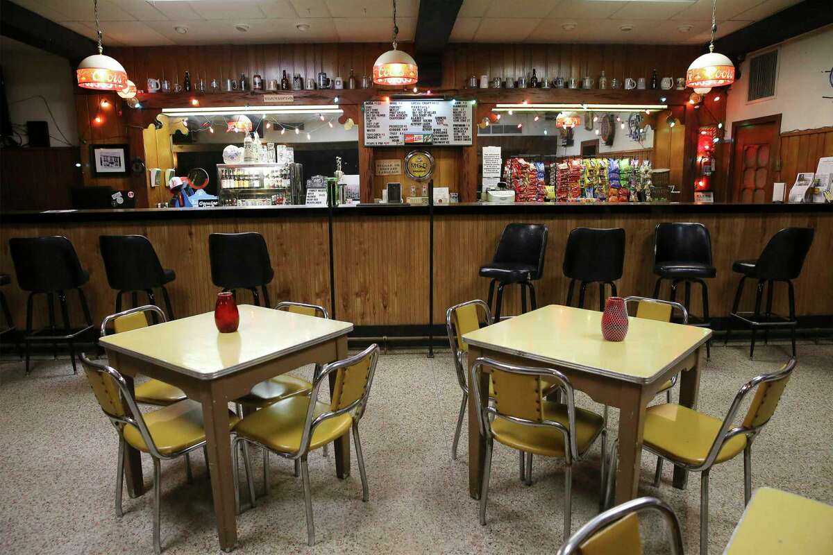 View of the Rathskeller basement bar in the historic Hermann Son building. The San Antonio Hermann Sons Home Association reopened the bar to the public in 2016 as part of its revitalization efforts for the building. The site also recently reopened its indoor bowling alley for private parties.