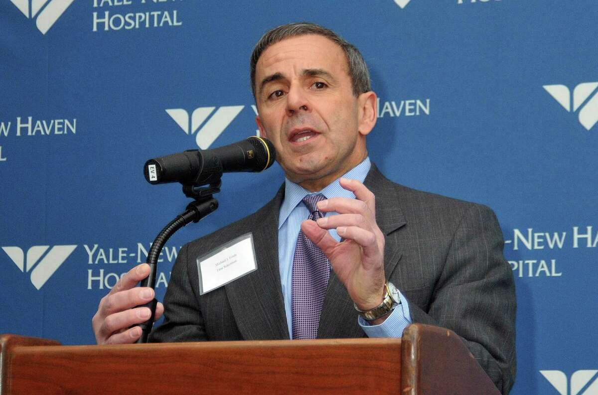 Michael J. Freda, North Haven first selectman, speaks during the opening ceremony of a new Yale New Haven Hospital North Haven medical center in 2012.