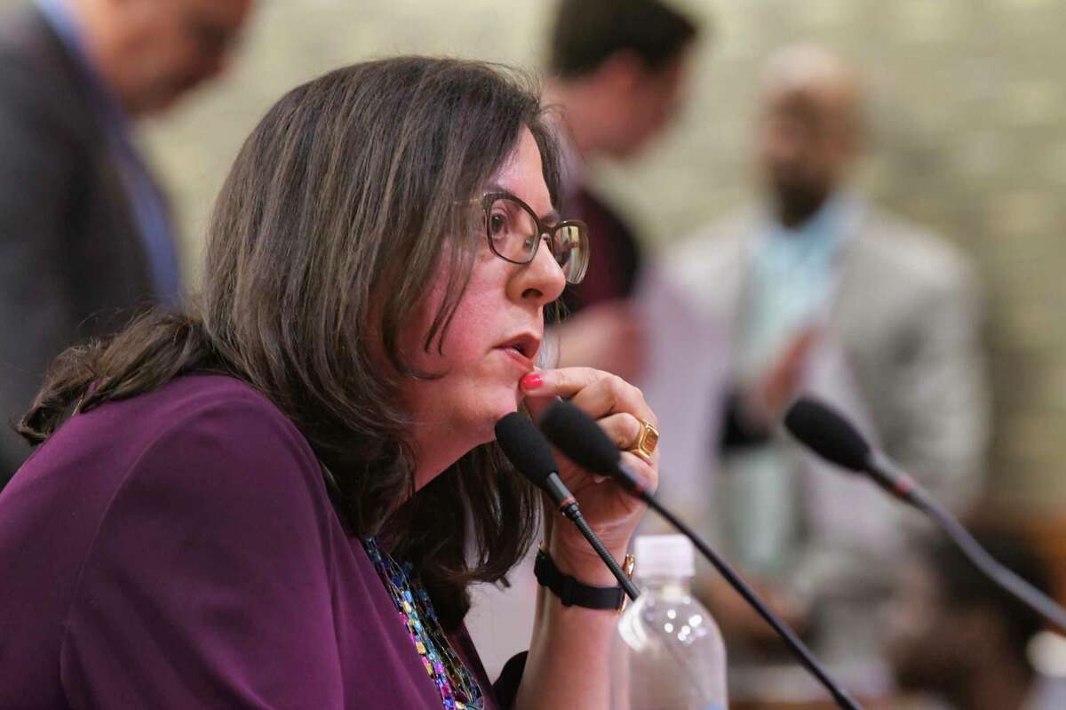 Linda Lacewell, superintendent, New York State Department of Financial Services, testifies at the State Legislature Joint Budget Hearing on health and Medicaid on Wednesday, Jan. 29, 2020, in Albany, N.Y. (Paul Buckowski/Times Union)