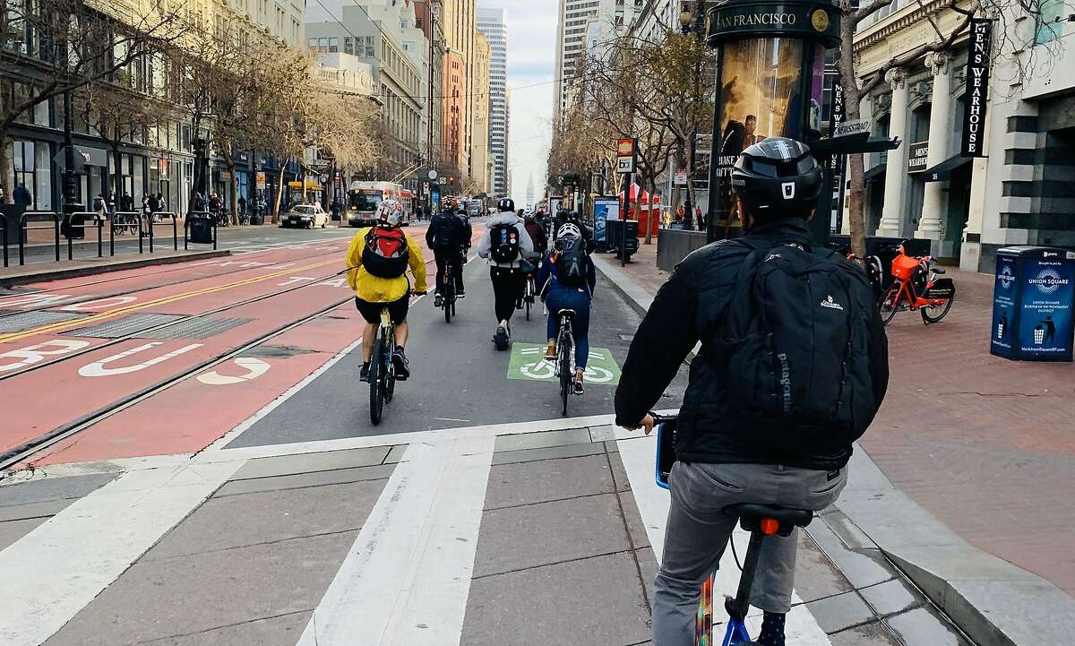 A busy two-mile stretch of San Francisco's Market Street became mostly car-free on Jan. 29, 2020.