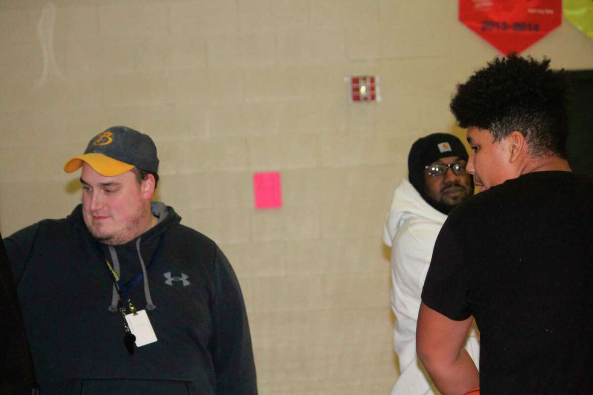 Baldwin JV coach Zach Englehart (left) gets ready for a practice on Monday. (Star photo/John Raffel)