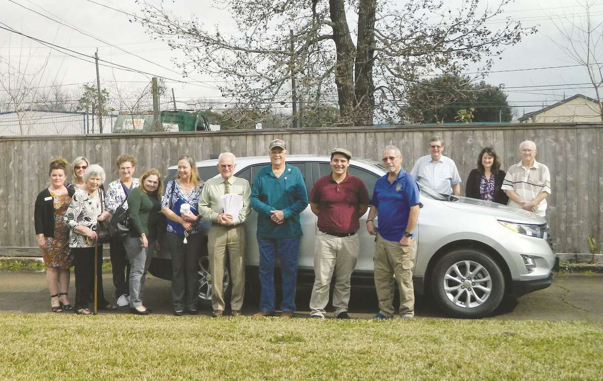 Highlands Rotarians display a new silver Chevrolet Equinox SUV that is one of the 16 prizes ticket holders can win at the 45th Annual Rotary Chili Feast. The event will be held at St. Jude’s Social Hall at 808 S. Main Street in Highlands, on Saturday, Feb. 1 from 11 a.m. to 3 p.m. Winner of the Raffle will have a choice of 3 vehicles from Turner Chevrolet, a Colorado Pick-up, a Chevy Camaro, or the Equinox shown above, with Jacob Perez from Turner. Tickets are $7 for chili only, or $100 for a chance to win the big prizes. Tickets are on sale from all Rotarians, or call 281-426-3558. Only 700 tickets are sold, so winning odds are quite good.