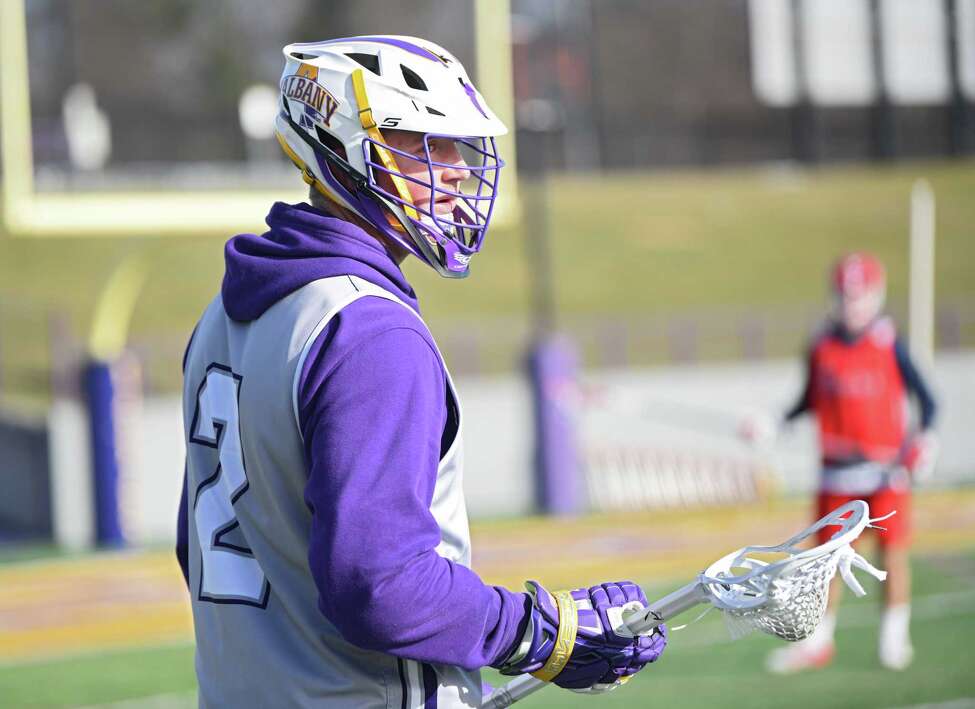 University at Albany's Kyle Casey is seen during a scrimmage with St. John's at Casey Stadium on Thursday, Jan. 30, 2020 in Albany, N.Y. (Lori Van Buren/Times Union)