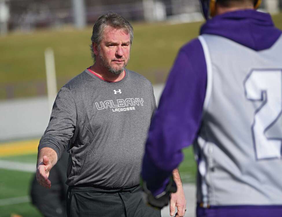 University at Albany lacrosse head coach Scott Marr is seen during a scrimmage with St. John's at Casey Stadium on Thursday, Jan. 30, 2020 in Albany, N.Y. (Lori Van Buren/Times Union)