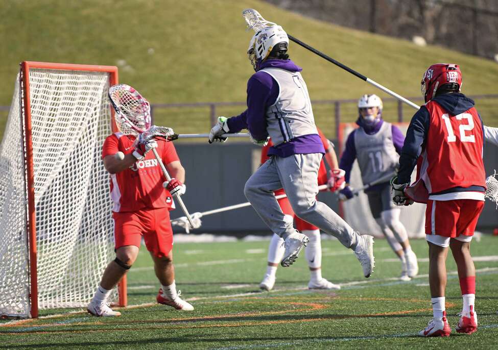 University at Albany's Tehoka Nanticoke scores during a lacrosse scrimmage with St. John's at Casey Stadium on Thursday, Jan. 30, 2020 in Albany, N.Y. (Lori Van Buren/Times Union)