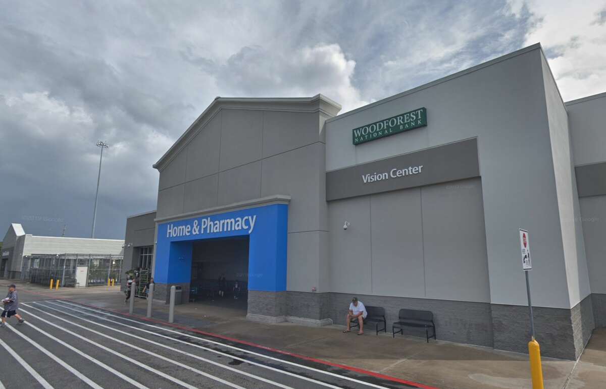 The entrance to Walmart and Woodforest National Bank in the 9400 block of West Sam Houston Parkway South is seen on Google Maps Street View in April 2019.